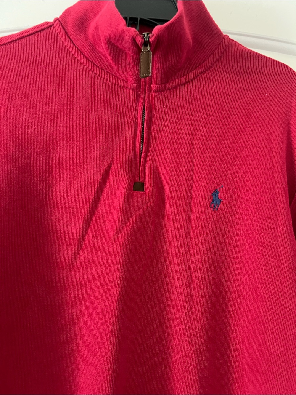Polo Ralph Lauren Mens Cotton Red Mock Neck Quarter Zip Pullover Sweater Medium - Picture 3 of 8